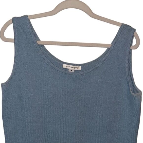 ST. JOHN Santana Knit Light Blue Scoop Neck Tank Top Women’s Size M - Picture 5 of 5